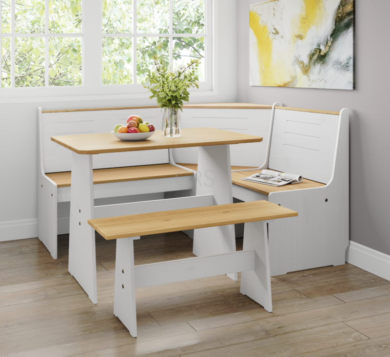 Corner Dining Set L Shaped Diner With Bench Booth Kitchen Trestle Solid Pine