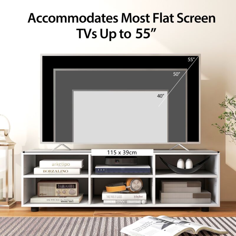 Wooden TV Stand for TV up to 55" Media Console Table Entertainment Center Home