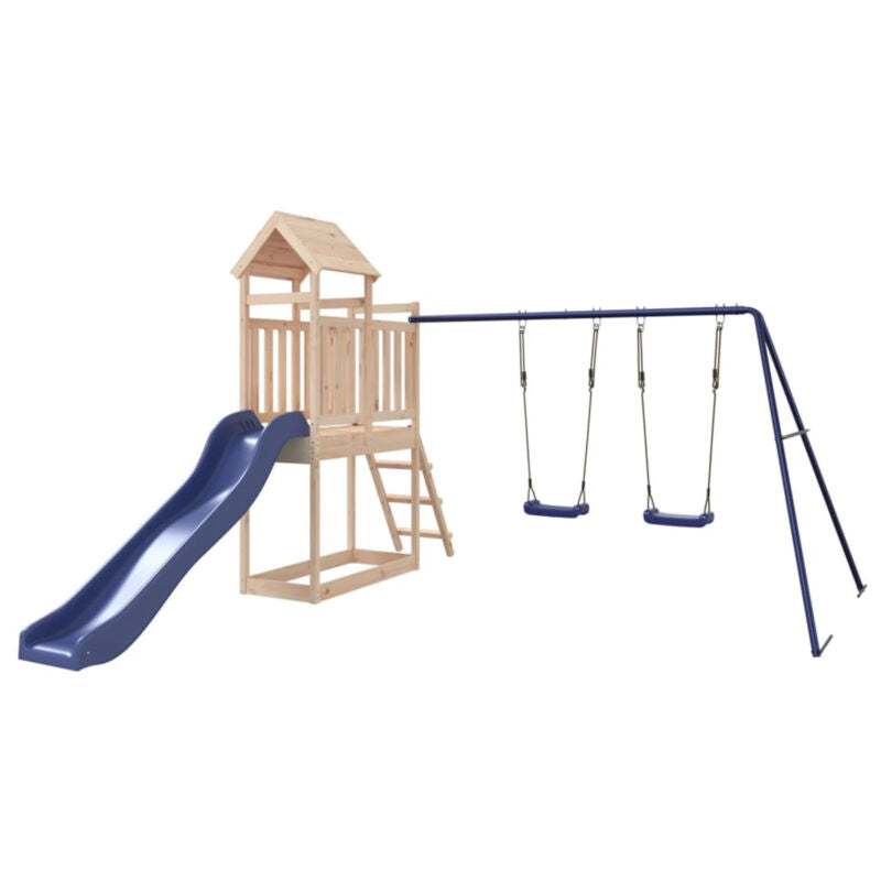 Playhouse with Slide Swings Solid Wood Pine M5E1