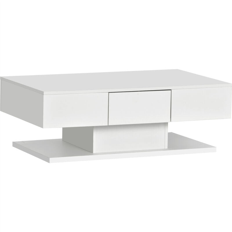 Modern Coffee Table with 2 Drawers LED High Gloss Living Room Table Furniture ML