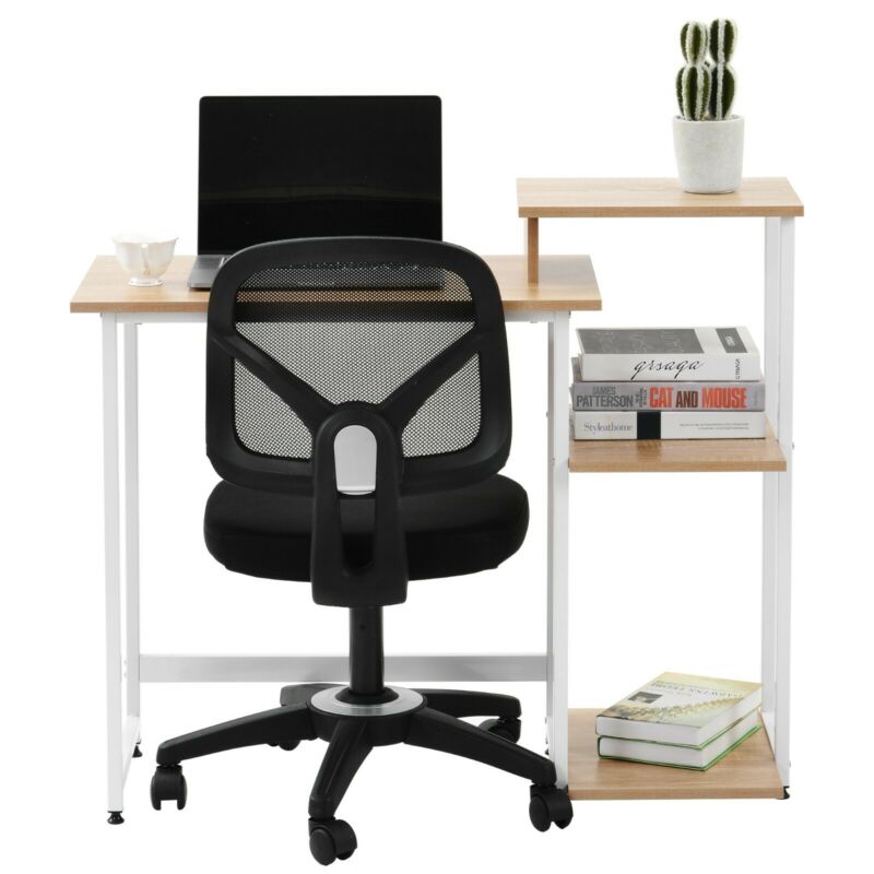 Computer Desk Home Office Study PC Writing Table Workstation Shelf Furniture UK