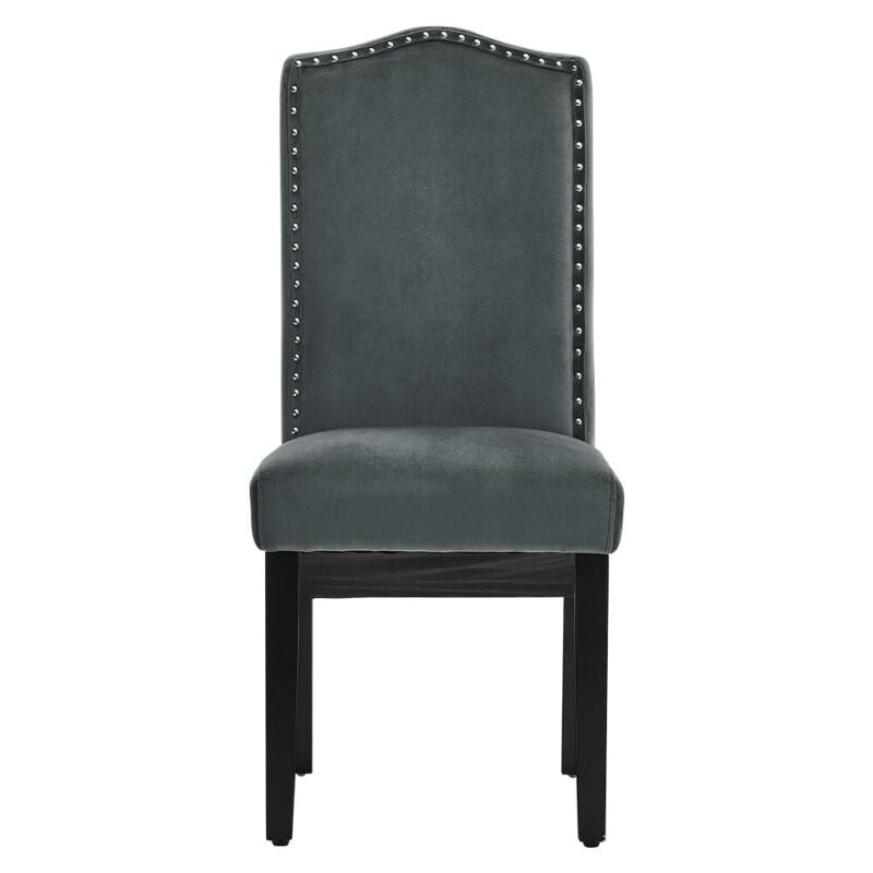 2/4x Grey Dining Chairs Kitchen Seat High Back Velvet Upholstered Knocker Back