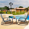 3PCS Outdoor Rattan Rocking Bistro Set Garden Patio Wicker Table & Chair Set