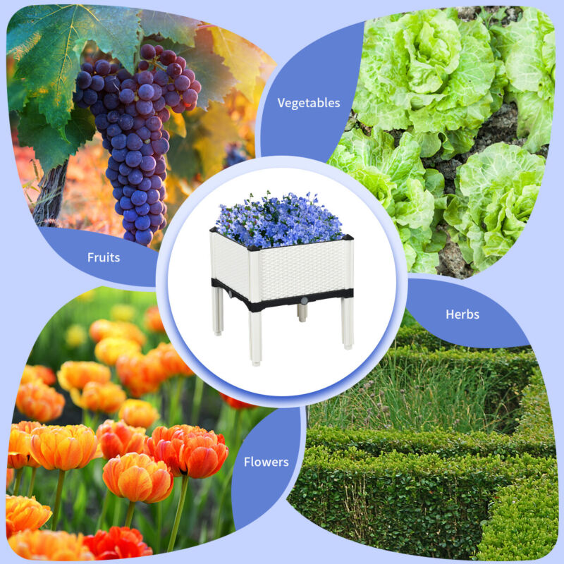 Set of 4 Raised Garden Bed Kits Elevated Flower Vegetable Herb Grow Planter Box