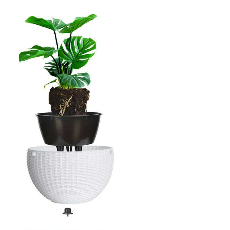 Self-watering Hanging Flower Pot Resin Plaited Hanging Basket Garden Decor