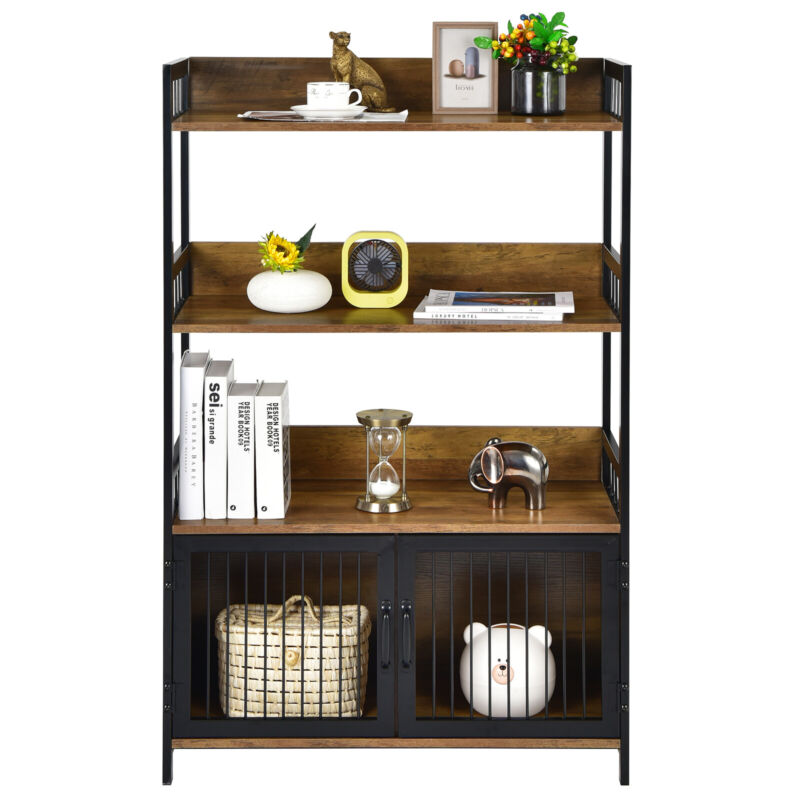 3-Tier Storage Shelf Industrial Baker’s Rack w/ 2-Door Cabinet Pantry Cabinet