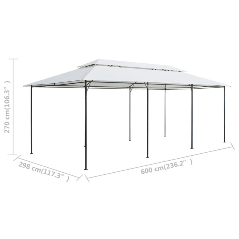 Gazebo with Curtains 600x298x270 White 180g/m² P2U0
