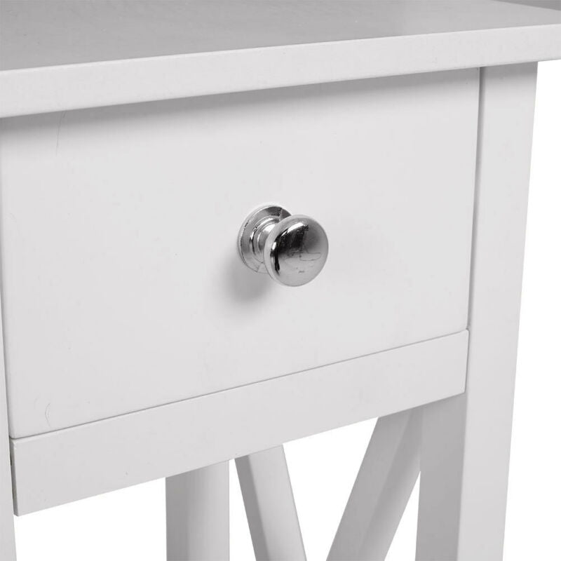 1 Drawer Slim Tall Bedside Tables White Bedroom Storage Unit Hallway End Table