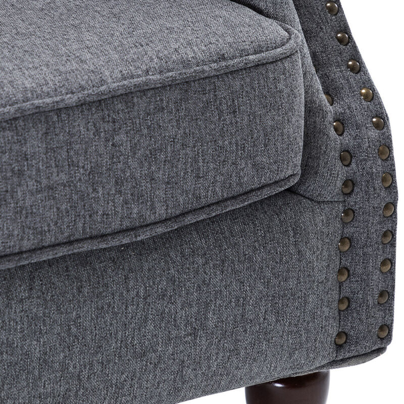 Victorian Retro Accent Armchair Wing High Back Chair Upholstered Lounge Fabric