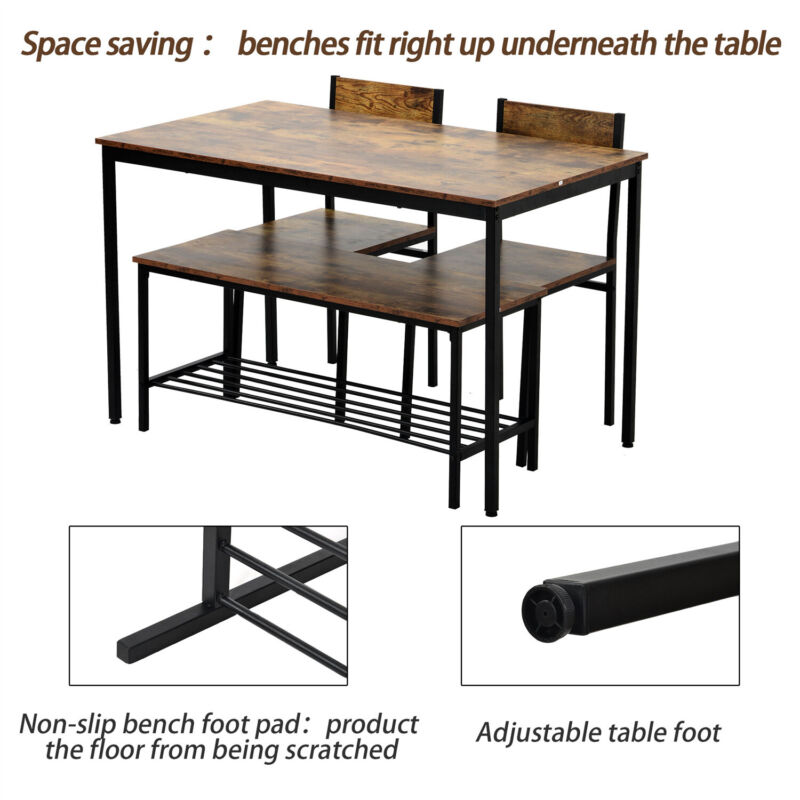 Dining Table With 2/4 Chairs Bench Set 4/6 Seater Home Kitchen Room Furniture MR