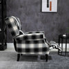 Black Check Recliner Armchair Wing Back Fireside Check Fabric Sofa Lounge Chair