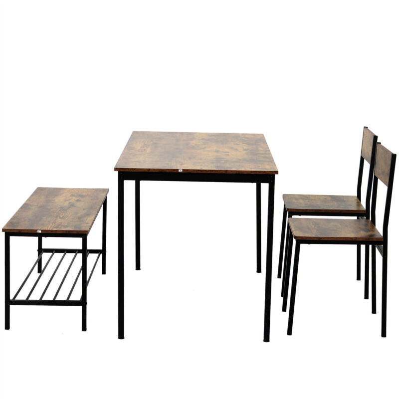 4/6PCS Industrial Dining Table & Chair Set Kitchen Furniture Table Bench MO