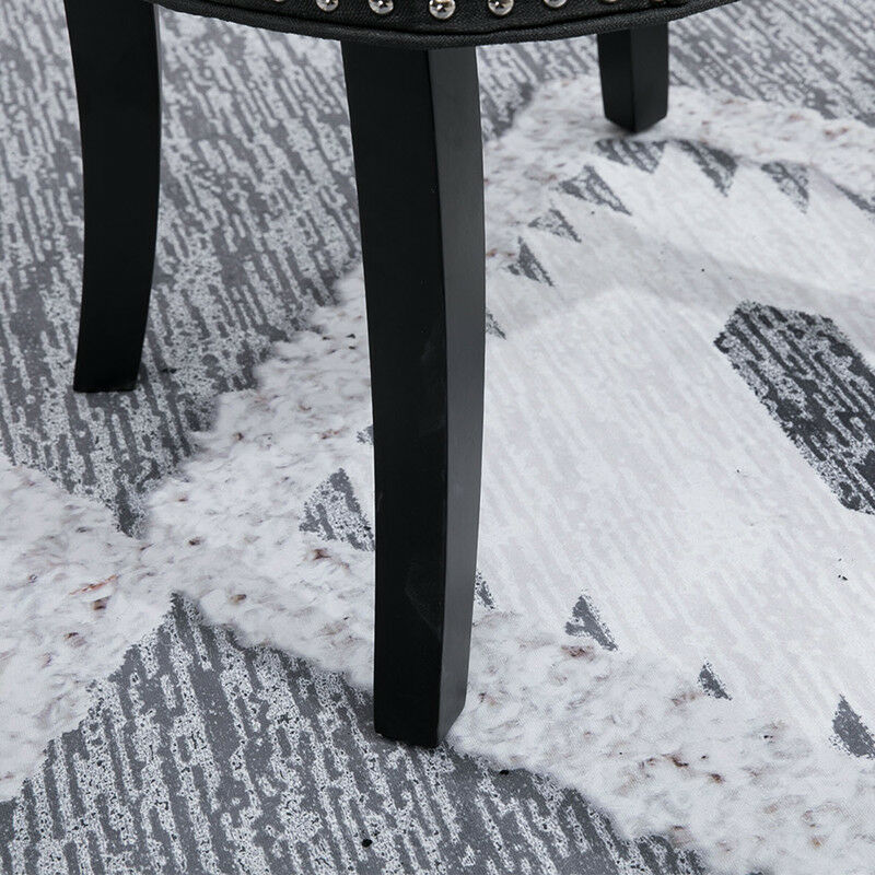 Set of 2 Wing Back Accent Dining Chair Fabric Wood Leg Dining Room Kitchen