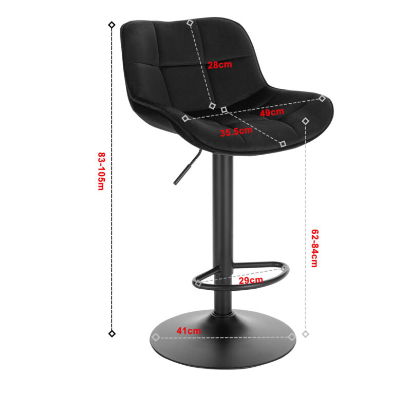 1/2x Bar Stool Swivel Gas Lift Chair w/ Backrest Footrest Barstool Kitchen Pub