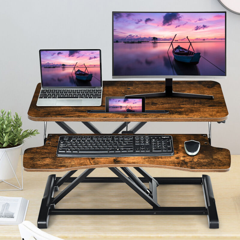 Adjustable Standing Desk Converter Sit to Stand Desk Raiser with Keyboard Tray