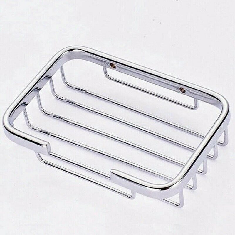 Silver Stainless Steel Soap Holder Dish Bathroom Wall Mounted Storage Rack UK
