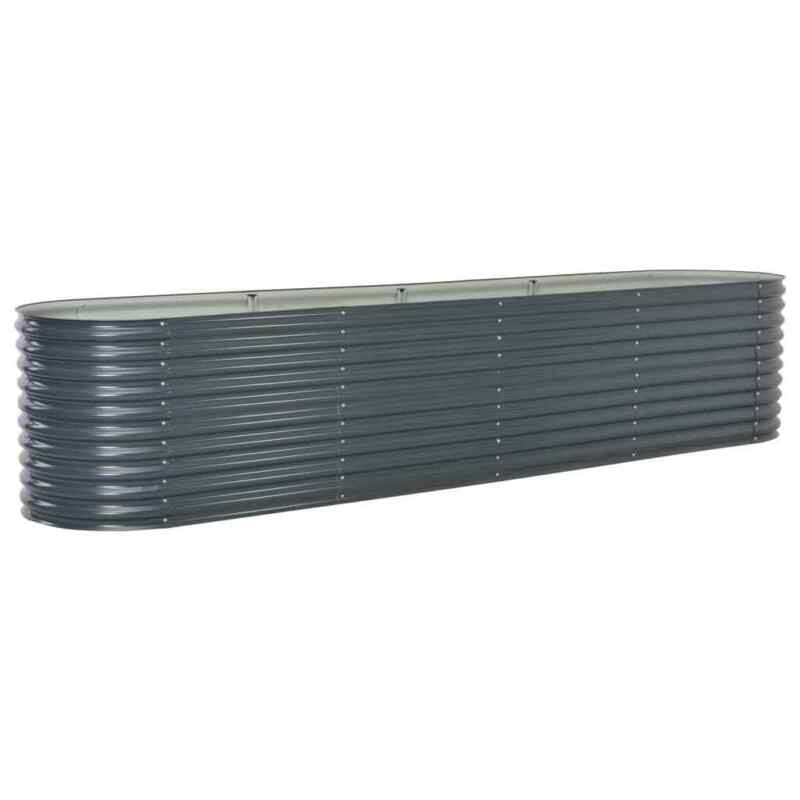 Garden Planter 400x80x81 Galvanised Steel Grey T8X3