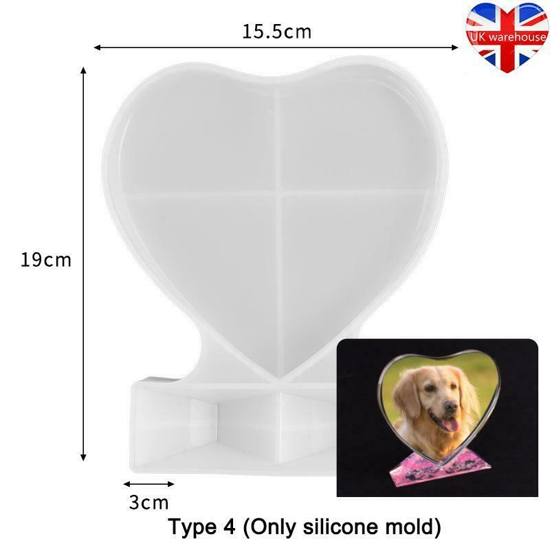 DIY Resin Mould Love Heart Rectangular Photo Frame Silicone Mold Valentine Gift