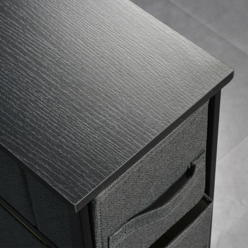 Dark Grey Fabric Cabinet Storage Unit Chest of Drawers Organiser Bedside Table