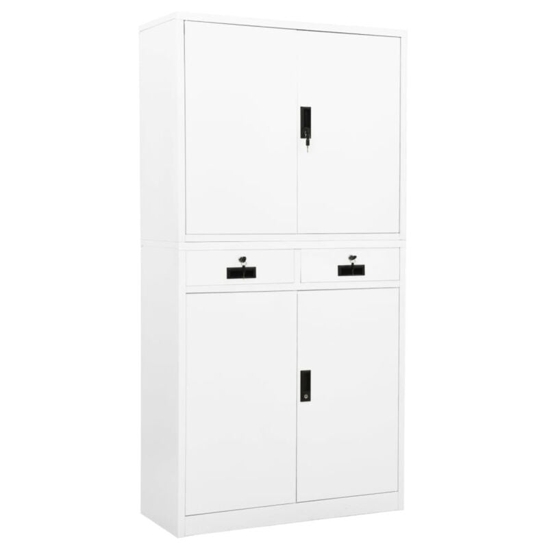 Office Cabinet White 90x40x180 Steel V5U8