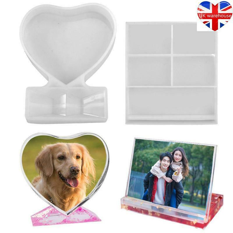 DIY Resin Mould Love Heart Rectangular Photo Frame Silicone Mold Valentine Gift