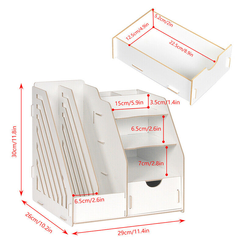 Multi-Function Filing Magazine Organiser Storage Unit Home Office Study Desktop