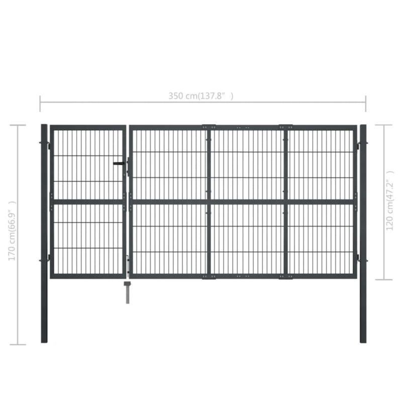 Garden Gate with Posts Steel 350x120 Anthracite J1T6