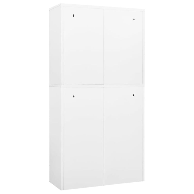 Office Cabinet White 90x40x180 Steel and Tempered Glass E3D0