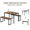 Dining Table 2 Bench Set Dinner Set Kitchen Dining Room Restaurant Rustic Brown