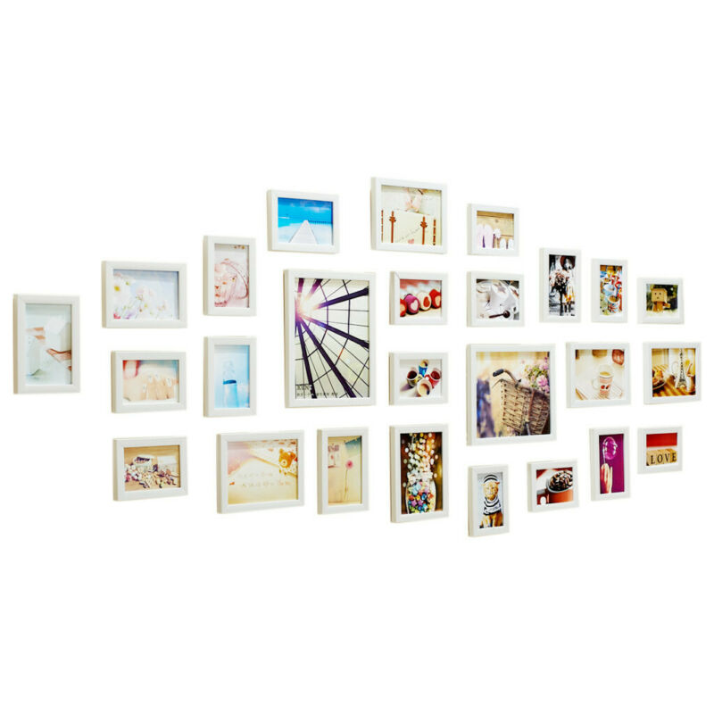 26PC White Wall Mount Photo Frames Multi Picture Wall Set Living Room Home Decor