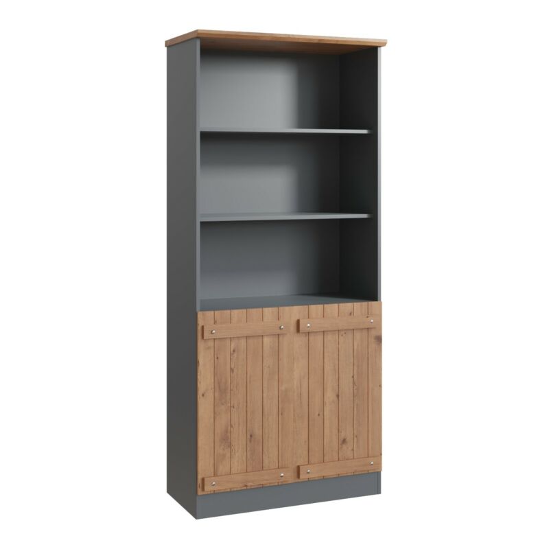 2 Door Bookcase Storage Cabinet Wotan Oak - Living Room Furniture