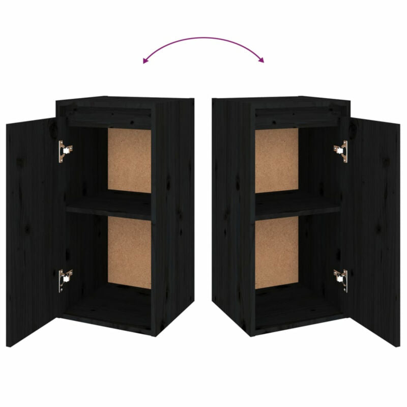 TV Cabinets 6 pcs Black Solid Wood Pine N7C8