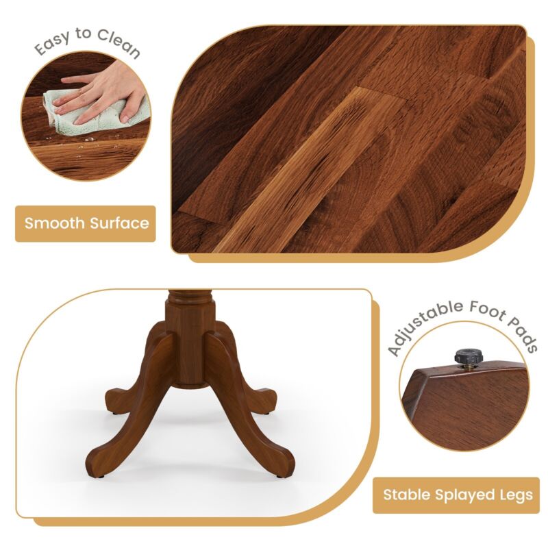 Wooden Dining Table 4 Persons Round Kitchen Table Counter w/ Curved Trestle Legs