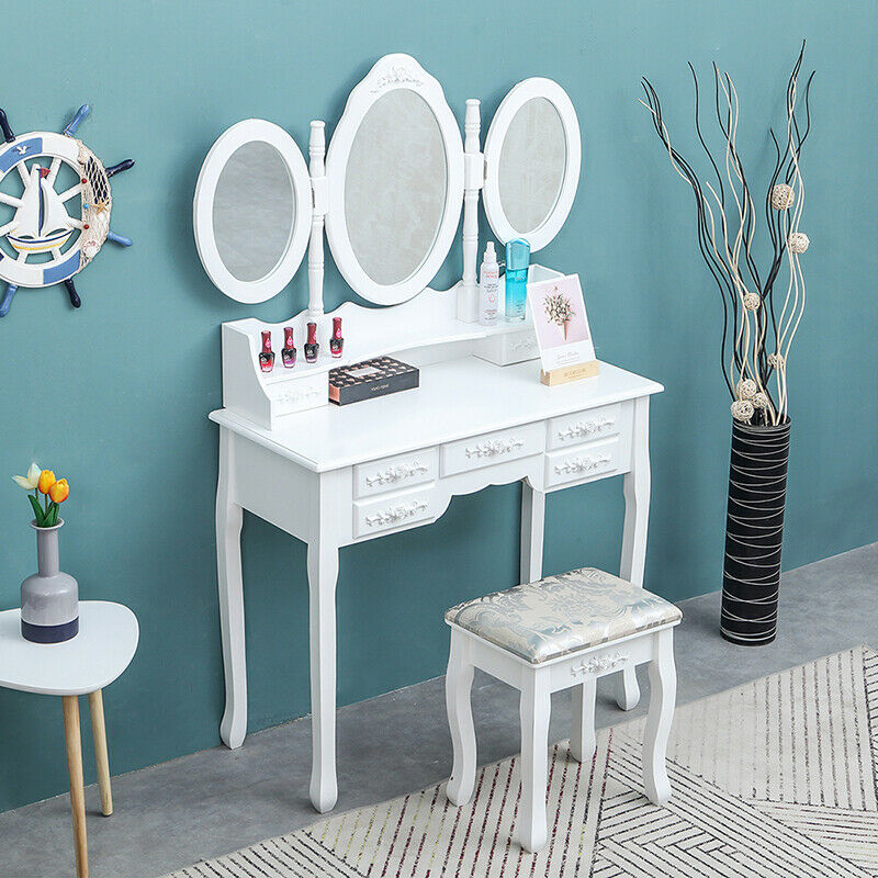 Modern Dressing Table Vanity Table Makeup Desk Dresser Set Home Bedroom Woman BN