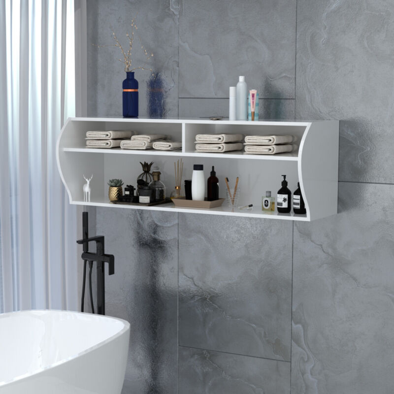 Wall-Mounted TV Stand Floating Media Audio / Video Console Cabinet W/ Cable Hole