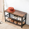 3-Tier Shelf Rack Industrial Shoe Bench With Storage Rustic Metal Shoe Storage