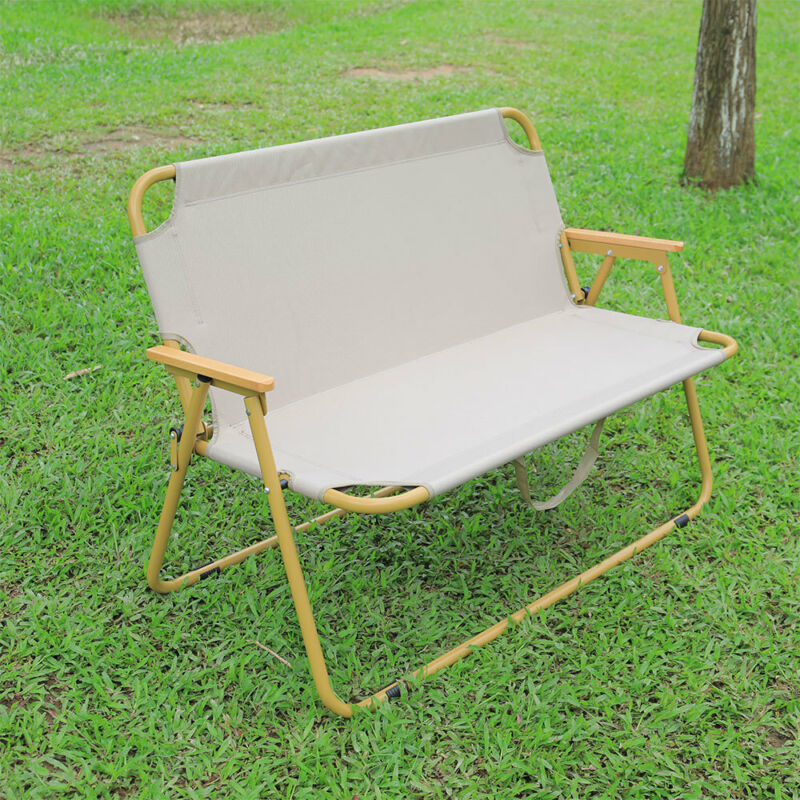 2 Seater Folding Camping Chair Portable Outdoor Picnic Oxford Beach Steel Frame