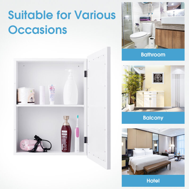 Bathroom Mirror Cabinet Wall Mounted Storage Cupboard Mirrored Medicine Cabinet