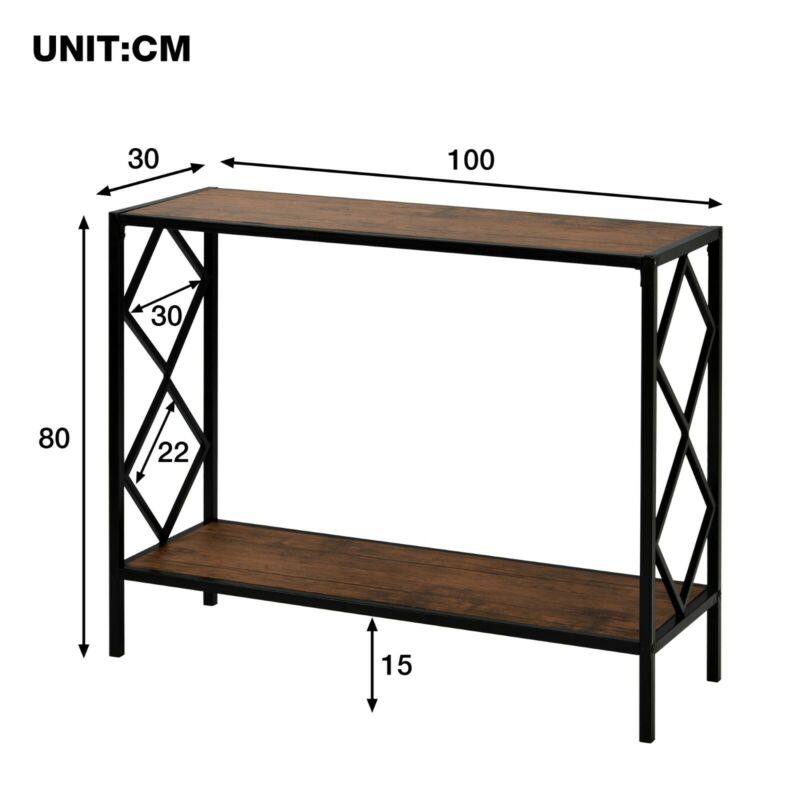 2‑Tier Retro Hallway Console Table Hall Entryway Living Room Furniture Hall Desk