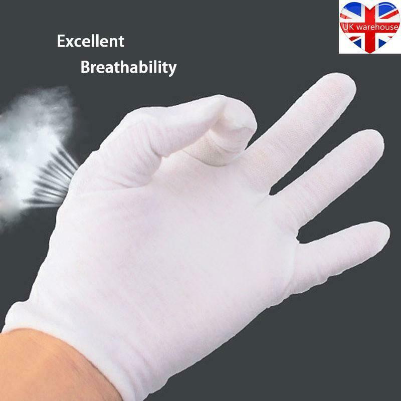 24 Pcs White Gloves, 12 Pairs Soft Cotton Work Gloves, Coin Jewelry Silver UK