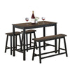 4PCS Dining Table & Chair Set Kitchen Furniture W/ Counter Table Bench & Stools