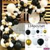 134PCS Black Gold Garland Balloon Arch Kit Birthday Wedding Baby Shower Kit UK