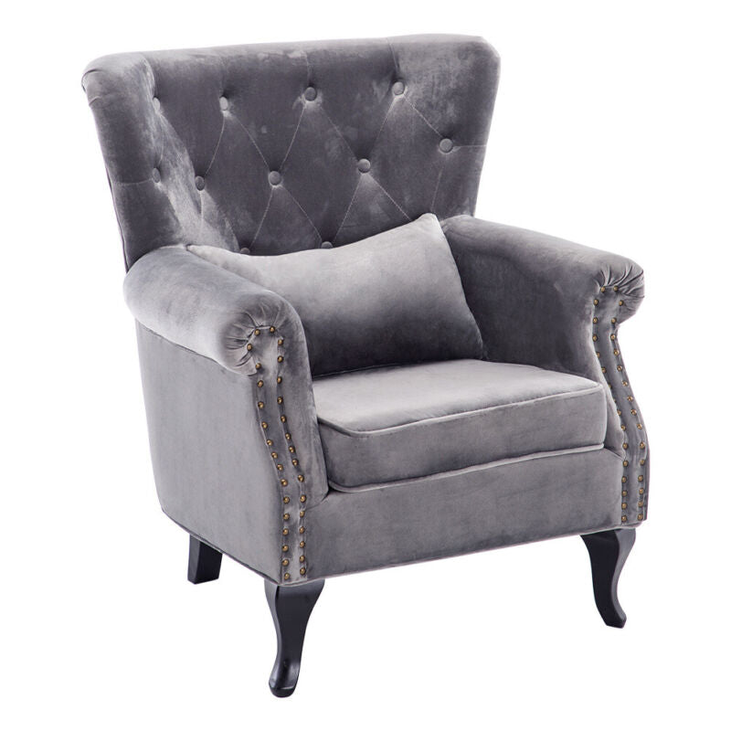 Chesterfield Queen Anne High Back Scroll Arm Chair Living Room Fireside Armchair