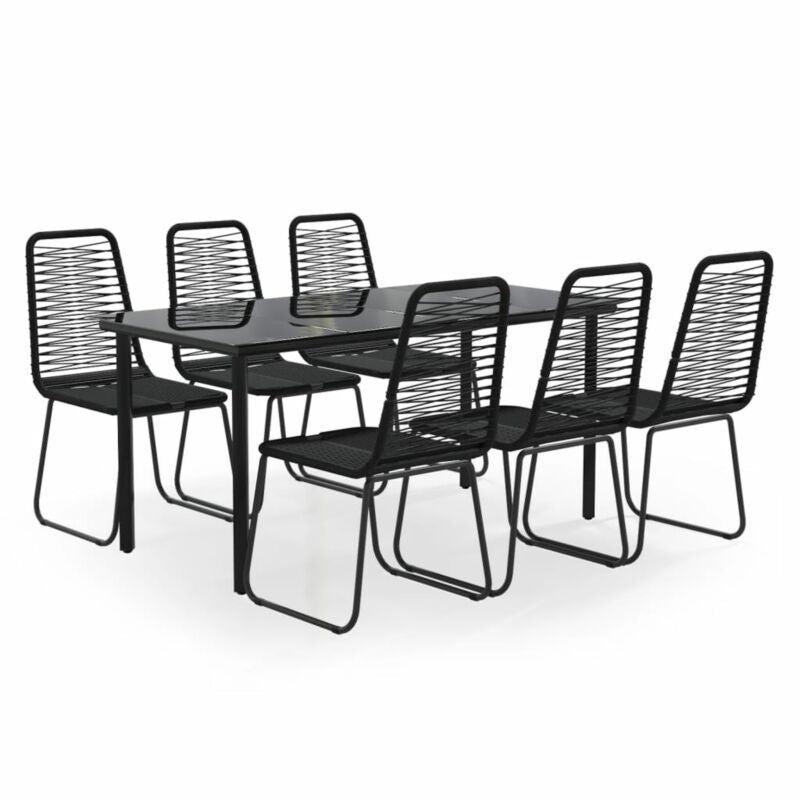 7 Piece Garden Dining Set Black I6L0