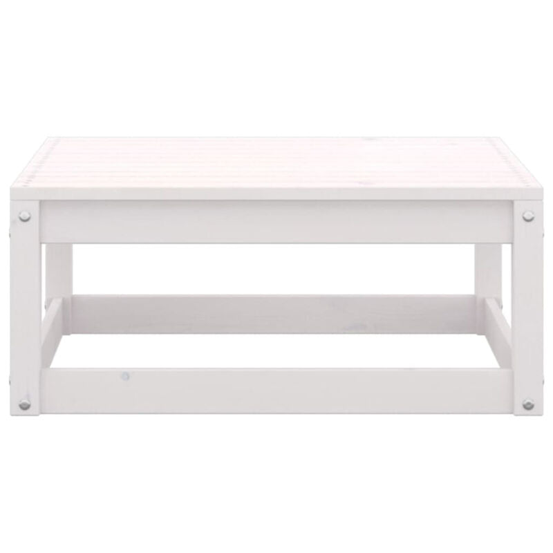 9 Piece Garden Set White Solid Pinewood K0O3