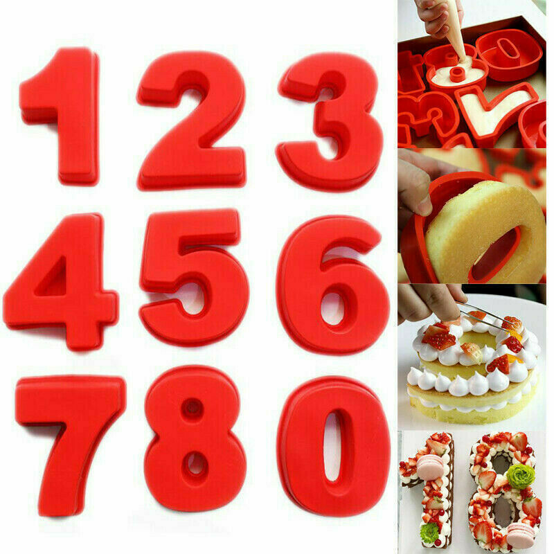 2 size Silicone Number Cake Tin Mould Birthday Anniversary 0 1 2 3 4 5 6 7 8 DIY