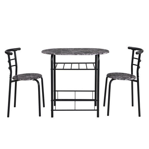 3pcs Dining Table Set and 2 Stools Breakfast Bar for Dining Room/ Kitchen MJ