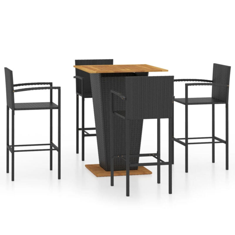 5 Piece Garden Bar Set Black K7F2
