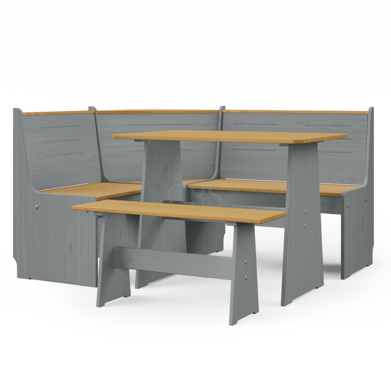 Dining L Shaped Diner Corner Kitchen Set With Bench Booth Grey