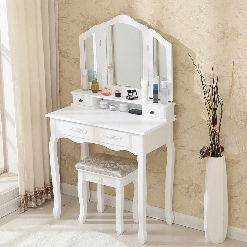 Modern Dressing Table Vanity Table Makeup Desk Dresser Set Home Bedroom Woman BN
